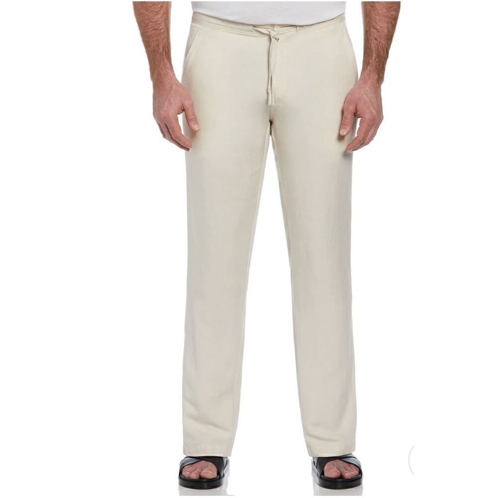 NEW CUBAVERA Big Tall Linen Blend Core Drawstring Pants Silver Lining 1XB x 30"